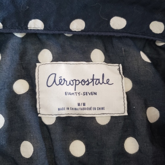 Aeropostale Navy Blue Polka Dot Tie Tank Top - Picture 3 of 4